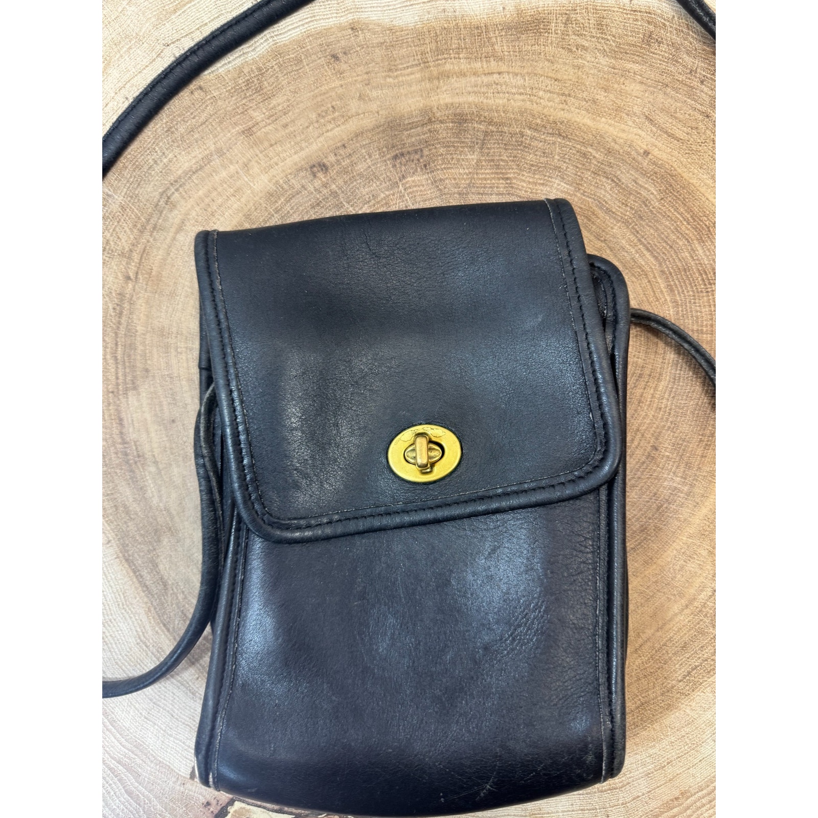 Vintage Coach 1996 Scooter Bag Black Leather Crossbody Bag/Purse H6d-9893